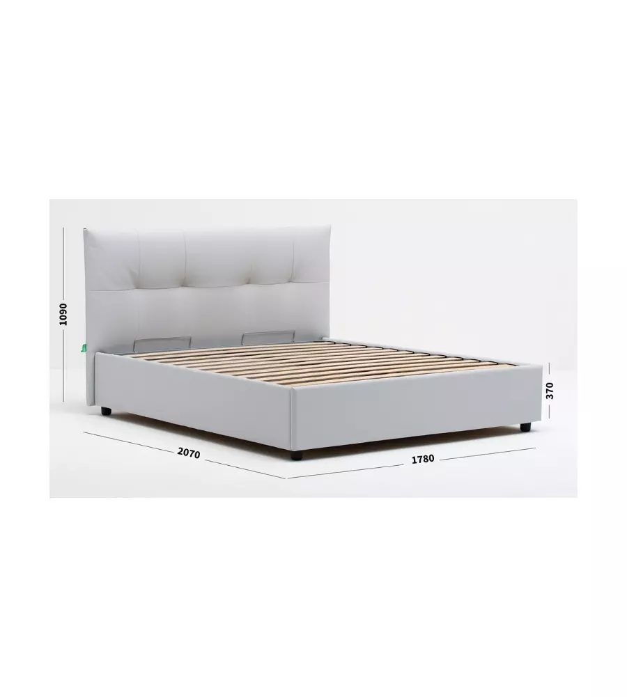 Letto matrimoniale 'easy' perla con rete e contenitore, 160x190 cm